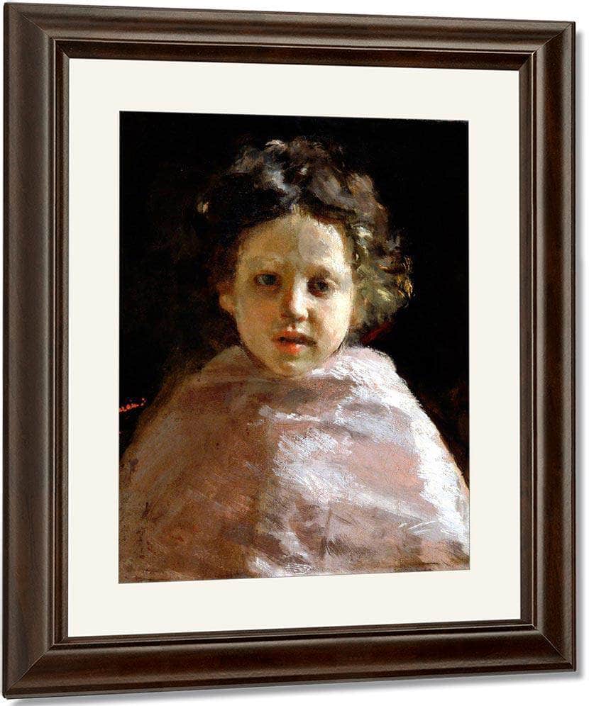 Portrait Of A Child By Antonio Mancini Fine Art Print