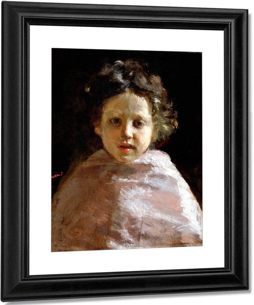 Portrait Of A Child By Antonio Mancini Fine Art Print