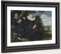 Portrait Of A Couple In A Landscape Probably Isaac Abrahamsz Massa (1586 1643) And Beatrix Van Der Laen (1592 1639) By Frans Hals Fine Art Print