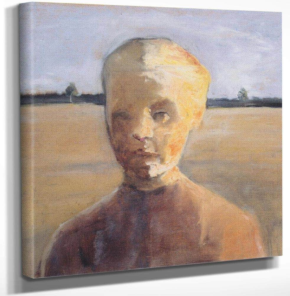 Portrait Of A Girl In A Landscape By Paula Modersohn Becker Fine Art Print