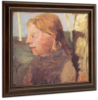 Portrait Of A Girl In Profile Next To A Birch Trunk By Paula Modersohn Becker Fine Art Print