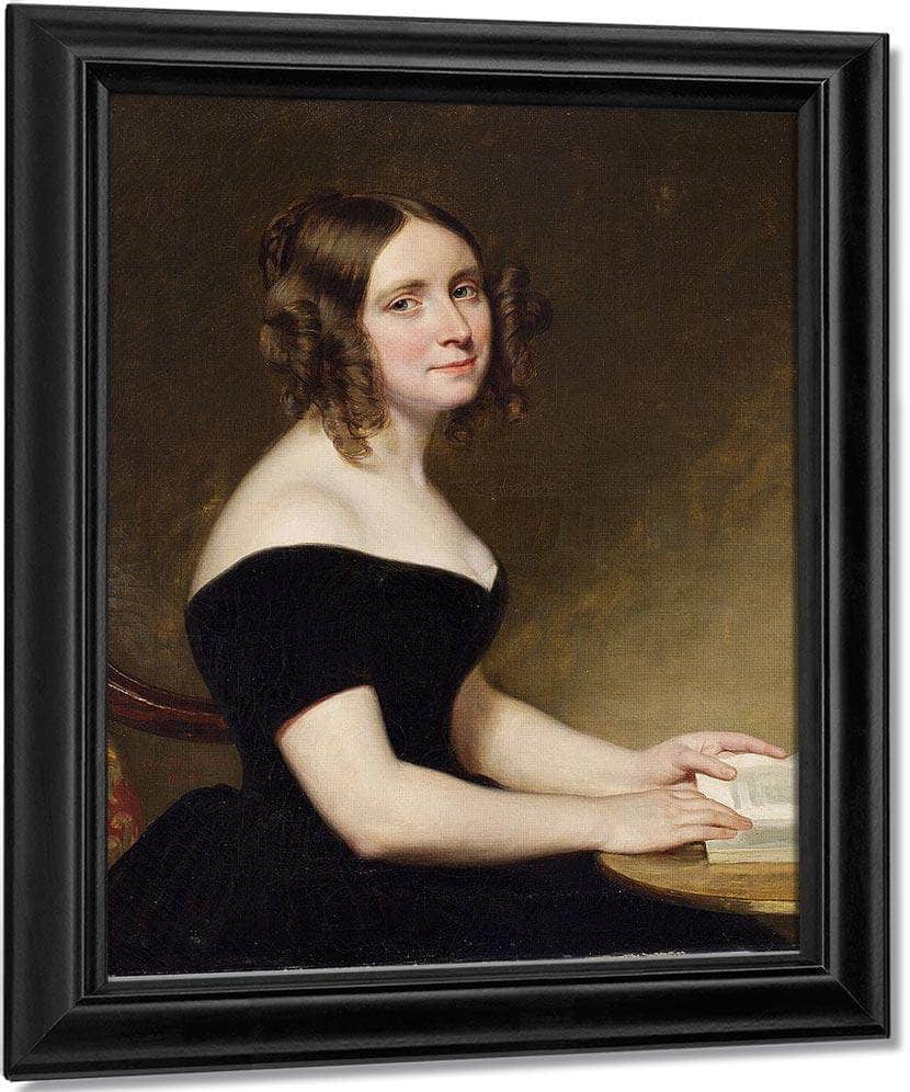 Portrait Of A Lady In A Black Gown By George Peter Alexander Healy Fine Art Print