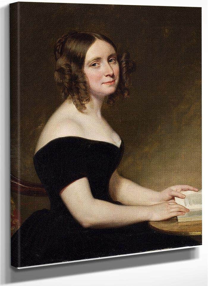 Portrait Of A Lady In A Black Gown By George Peter Alexander Healy Fine Art Print