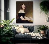 Portrait Of A Lady In A Black Gown By George Peter Alexander Healy Fine Art Print