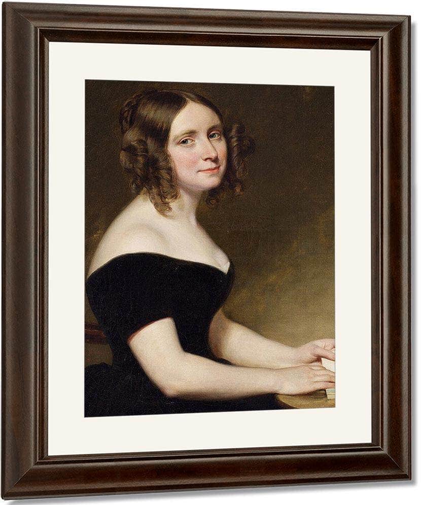 Portrait Of A Lady In A Black Gown By George Peter Alexander Healy Fine Art Print