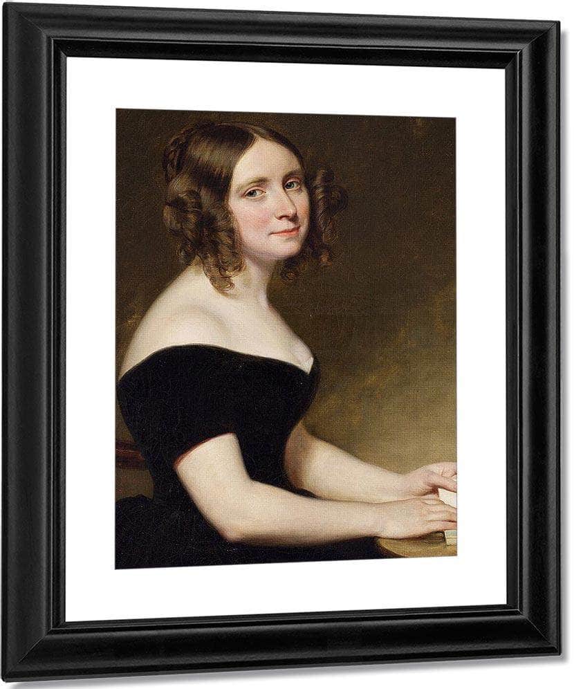 Portrait Of A Lady In A Black Gown By George Peter Alexander Healy Fine Art Print