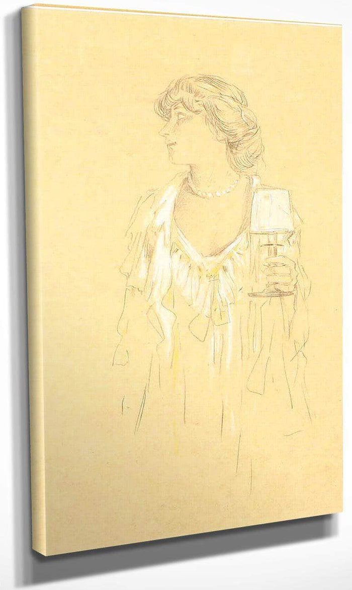 Portrait Of A Lady With Pearl Necklace By Raphael Kirchner Fine Art Print