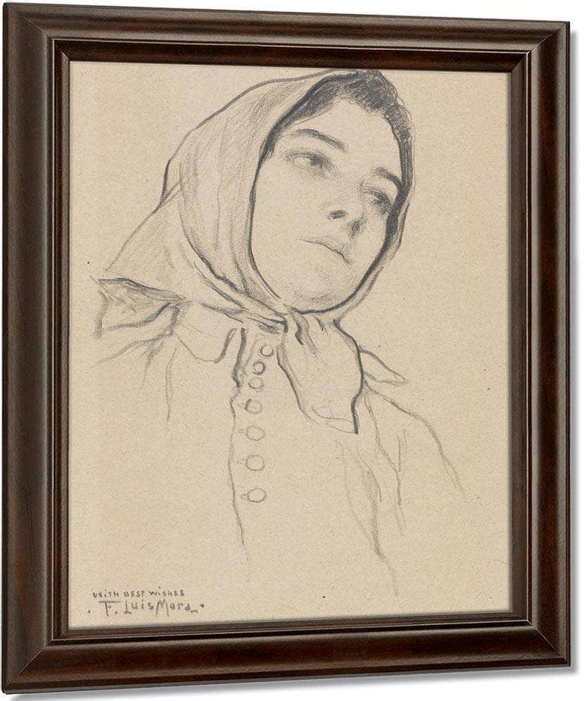 Portrait Of A Woman By Francis Luis Mora Fine Art Print