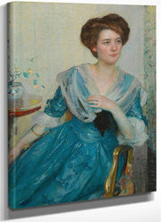 Portrait Of A Woman In A Blue Dress By Richard Edward Miller Fine Art Print