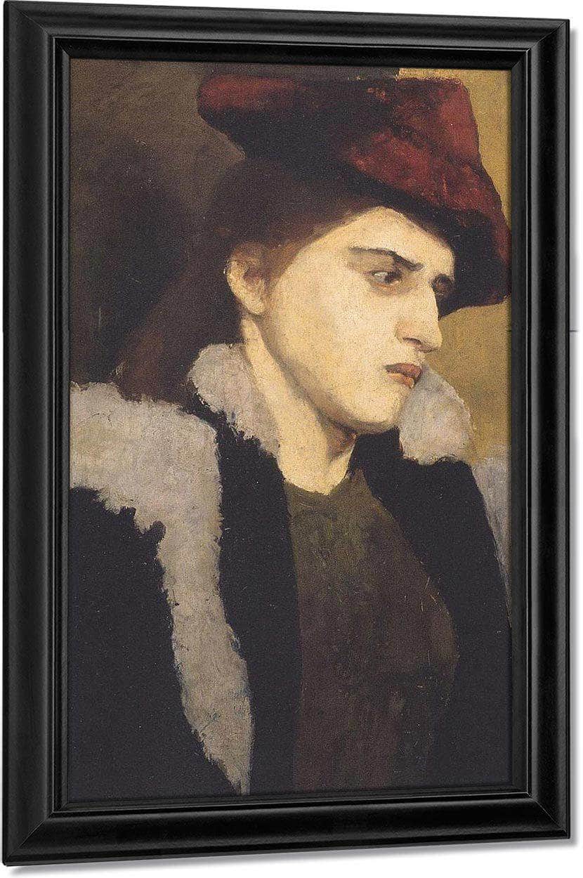 Portrait Of A Young Lady In Red Hat By Paula Modersohn Becker Fine Art Print