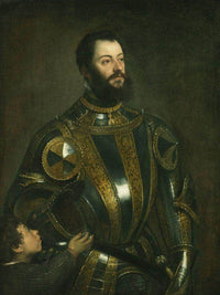 Portrait Of Alfonso D'avalos Marchese Del Vasto In Armor With A Page By Titian Fine Art Print