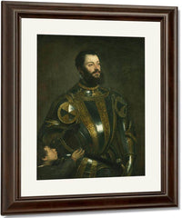 Portrait Of Alfonso D'avalos Marchese Del Vasto In Armor With A Page By Titian Fine Art Print