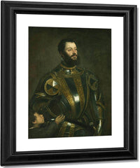 Portrait Of Alfonso D'avalos Marchese Del Vasto In Armor With A Page By Titian Fine Art Print