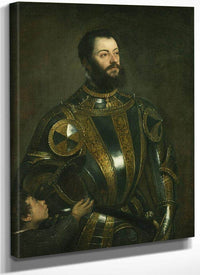 Portrait Of Alfonso D'avalos Marchese Del Vasto In Armor With A Page By Titian Fine Art Print