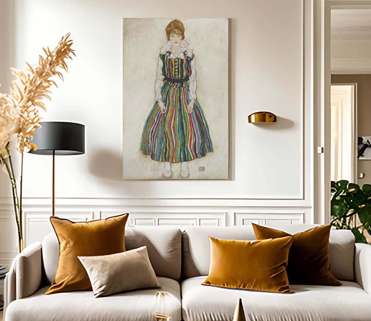 Portrait Of Edith Schiele The Artists Wife 1915 180X110Cm Haags Gemeentemuseum By Egon Schiele Fine Art Print