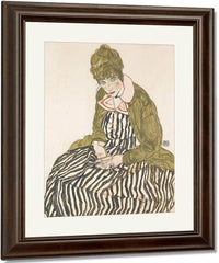 Portrait Of Edith Schiele With Striped Dress 1915 Gouache Pencil By Egon Schiele Fine Art Print