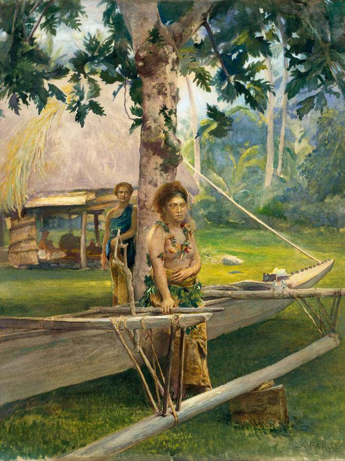 Portrait Of Faase The Taupo Or Official Virgin Of Fagaloa Bay And Her Duenna Samoa By John La Farge Fine Art Print
