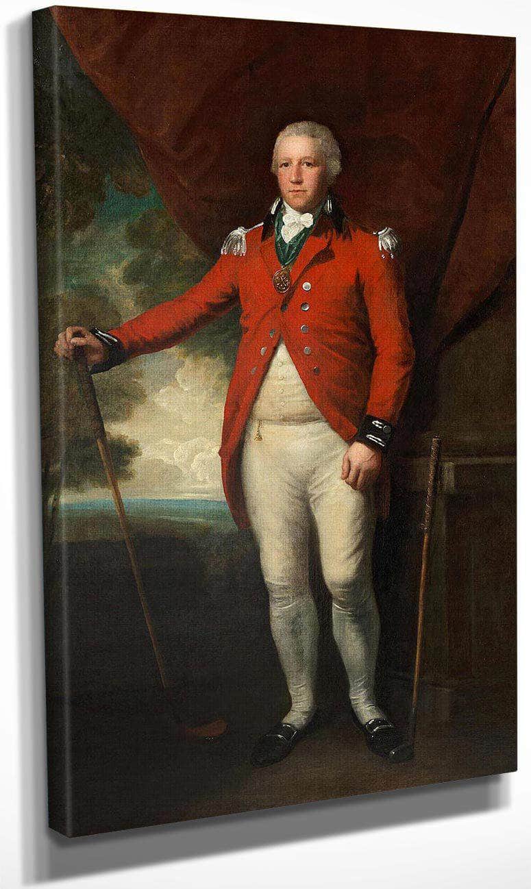 Portrait Of Henry Callender Standing Full Length In A Landscape In The Attire Of Captain General Of The Blackheath Golf Club, Holding A Wooden Headed Spoon With A Metal Headed Blade Putter By His Side By William Henry Walker Fine Art Print