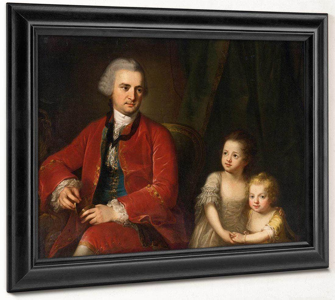Portrait Of John Apthorp And His Daughters 1764 Oil On Canvas 97 X 135 Cm Private Collection By Angelica Kauffmann Fine Art Print