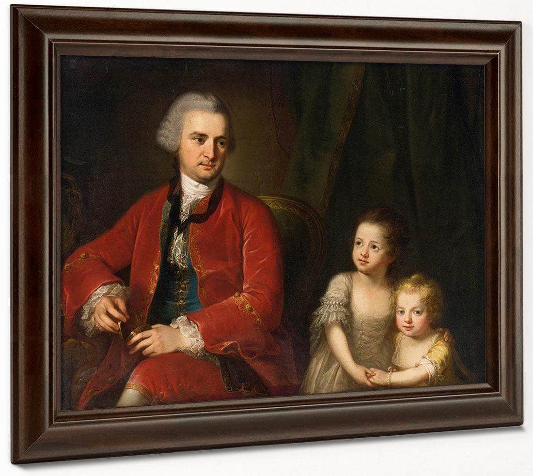 Portrait Of John Apthorp And His Daughters 1764 Oil On Canvas 97 X 135 Cm Private Collection By Angelica Kauffmann Fine Art Print