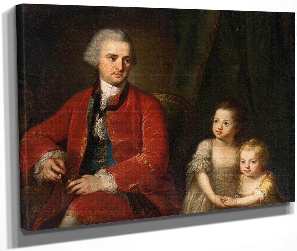 Portrait Of John Apthorp And His Daughters 1764 Oil On Canvas 97 X 135 Cm Private Collection By Angelica Kauffmann Fine Art Print