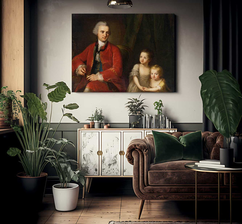 Portrait Of John Apthorp And His Daughters 1764 Oil On Canvas 97 X 135 Cm Private Collection By Angelica Kauffmann Fine Art Print