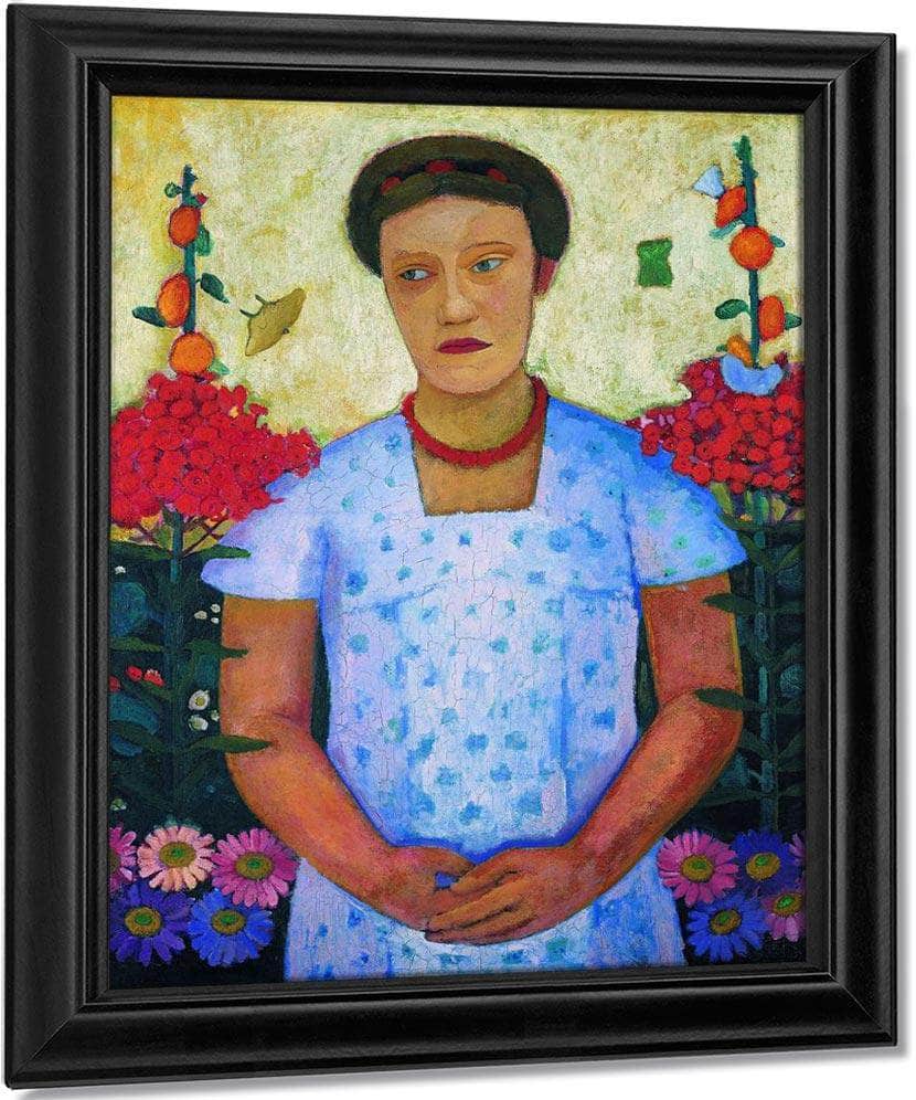 Portrait Of Lee Hoetger With Flowers 1906 By Paula Modersohn Becker Fine Art Print