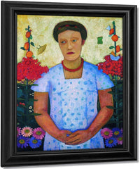 Portrait Of Lee Hoetger With Flowers 1906 By Paula Modersohn Becker Fine Art Print