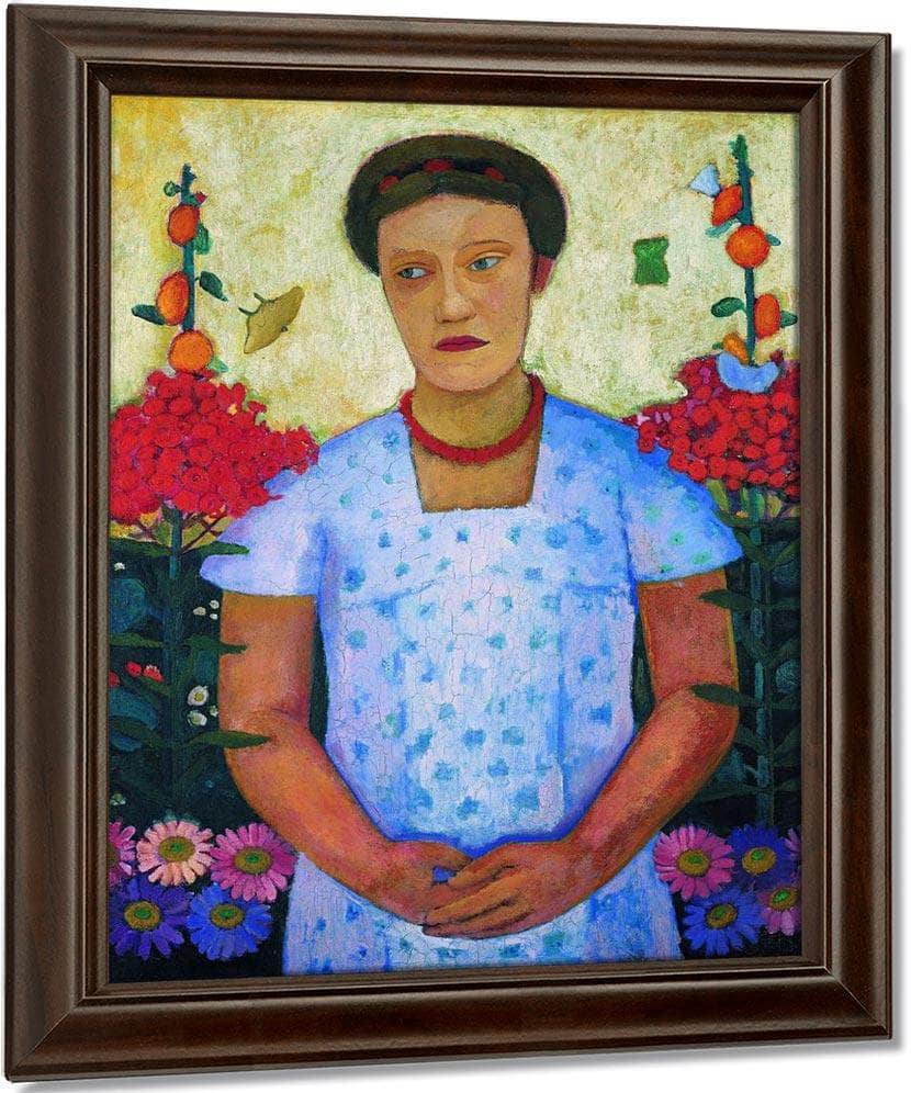 Portrait Of Lee Hoetger With Flowers 1906 By Paula Modersohn Becker Fine Art Print