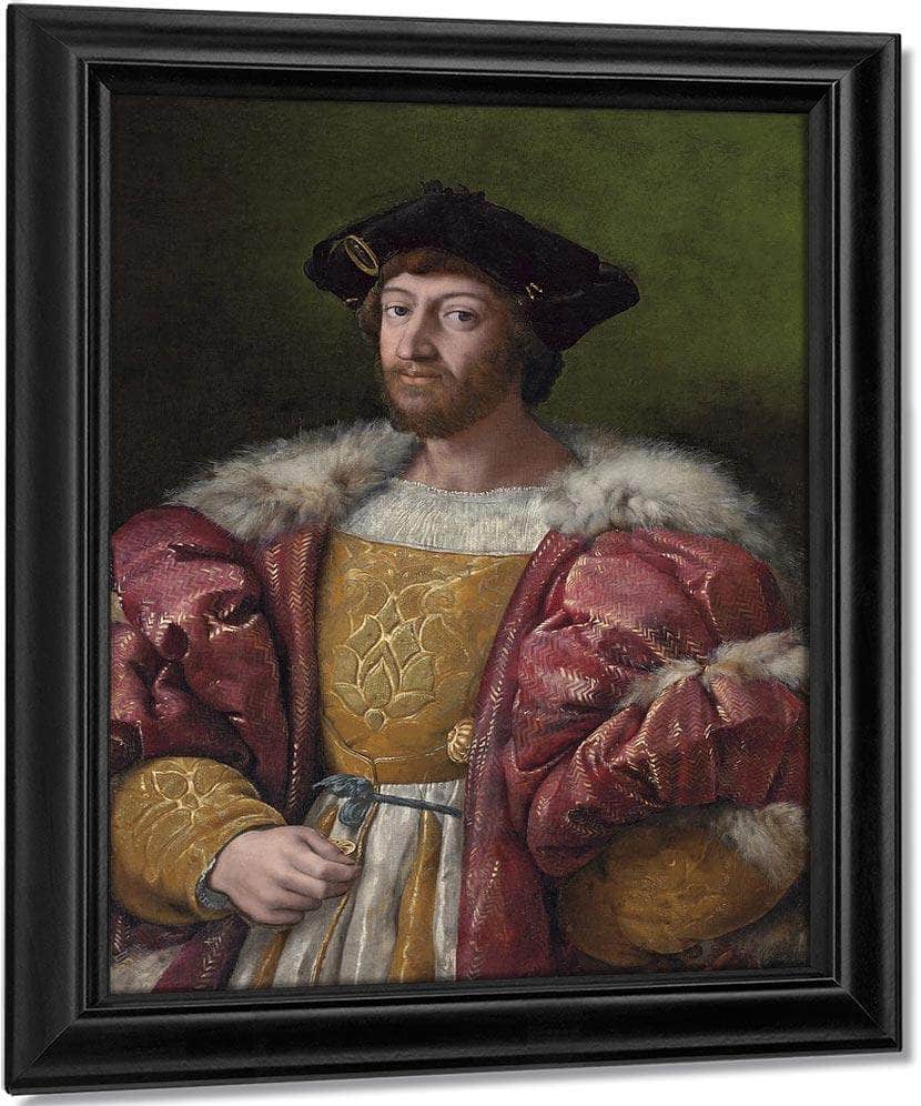 Portrait Of Lorenzo De Medici Duke Of Urbino Holding A Gold Box By Raphael Fine Art Print
