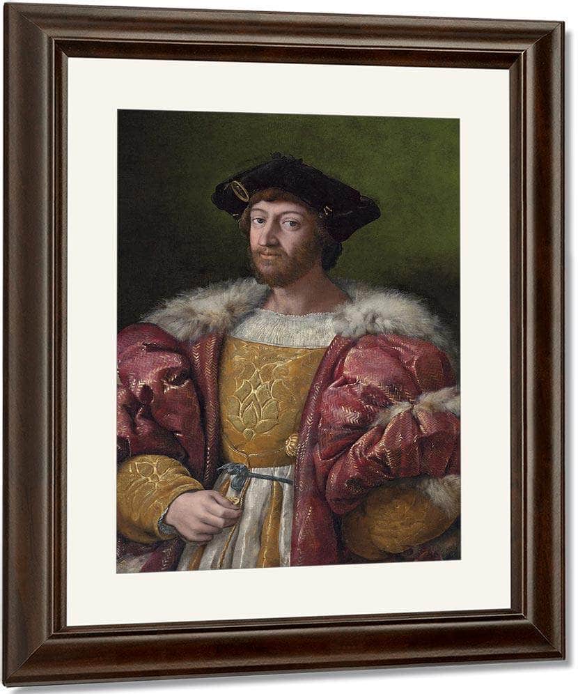 Portrait Of Lorenzo De Medici Duke Of Urbino Holding A Gold Box By Raphael Fine Art Print
