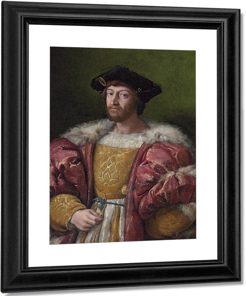 Portrait Of Lorenzo De Medici Duke Of Urbino Holding A Gold Box By Raphael Fine Art Print