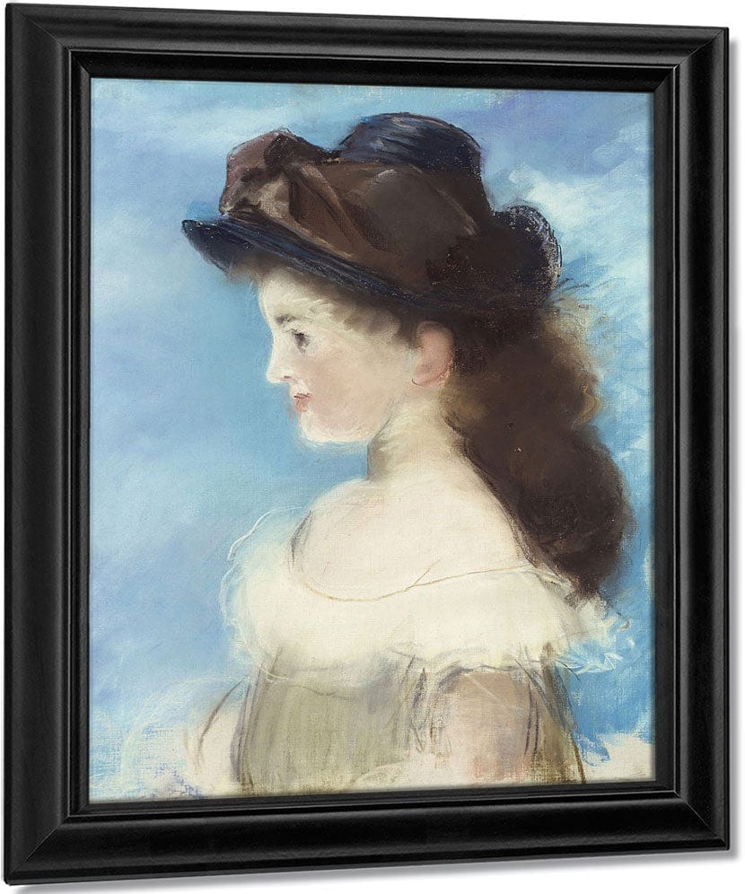 Portrait Of Mademoiselle Hecht Wearing A Hat, Seen In Profile By Edouard Manet Fine Art Print