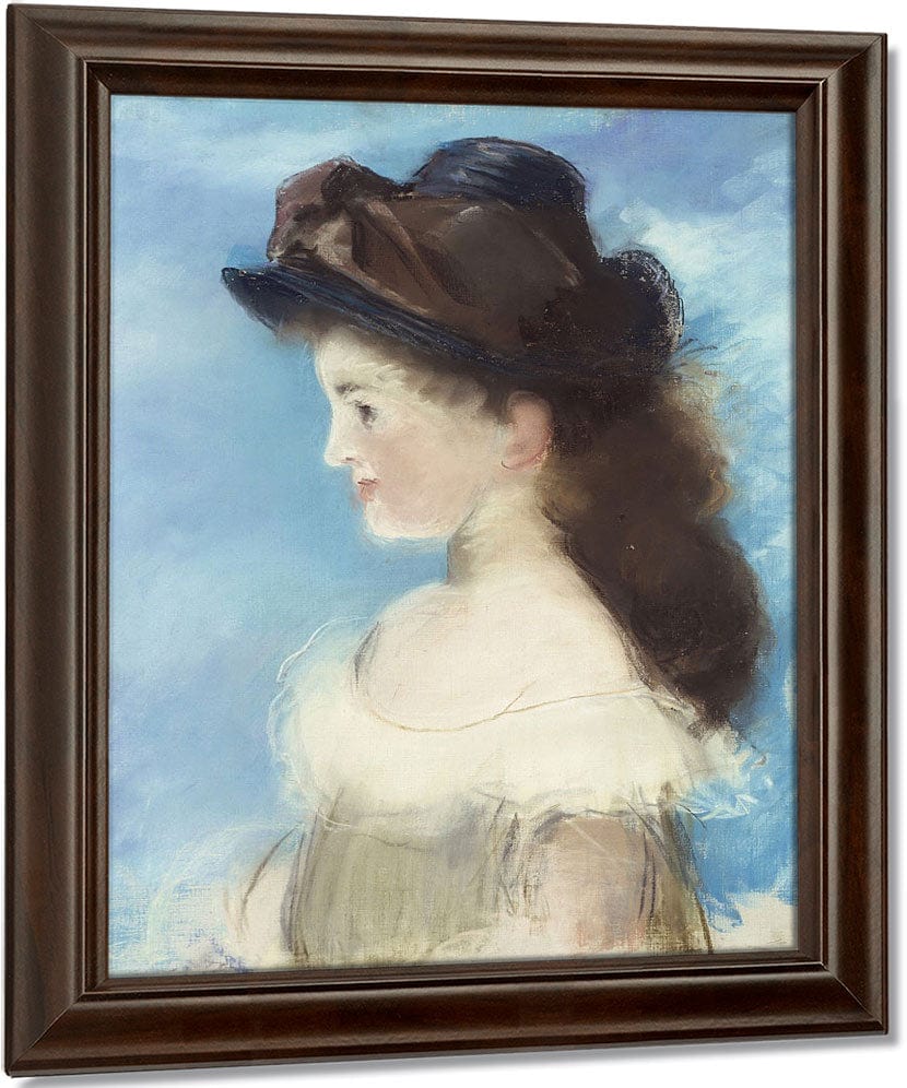 Portrait Of Mademoiselle Hecht Wearing A Hat, Seen In Profile By Edouard Manet Fine Art Print