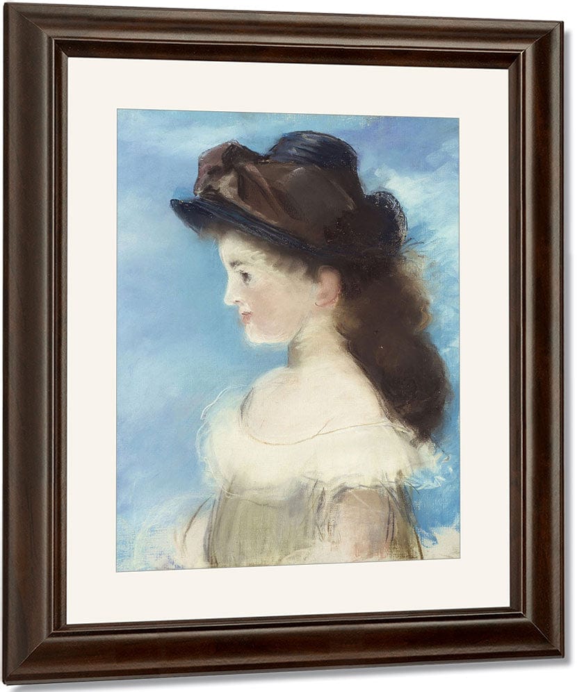 Portrait Of Mademoiselle Hecht Wearing A Hat, Seen In Profile By Edouard Manet Fine Art Print