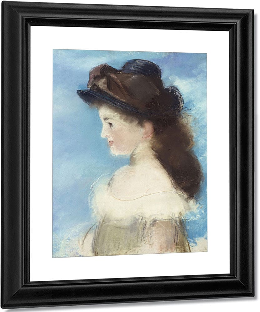 Portrait Of Mademoiselle Hecht Wearing A Hat, Seen In Profile By Edouard Manet Fine Art Print