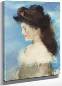 Portrait Of Mademoiselle Hecht Wearing A Hat, Seen In Profile By Edouard Manet Fine Art Print