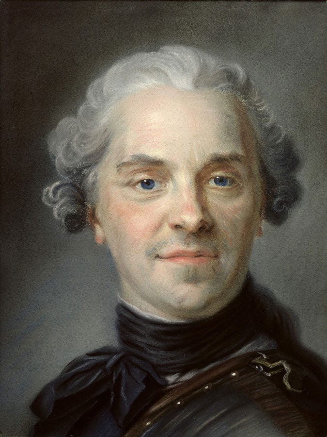 Portrait Of Maurice, Comte De Saxe (1696 1750) By Maurice Quentin De La Tour Fine Art Print