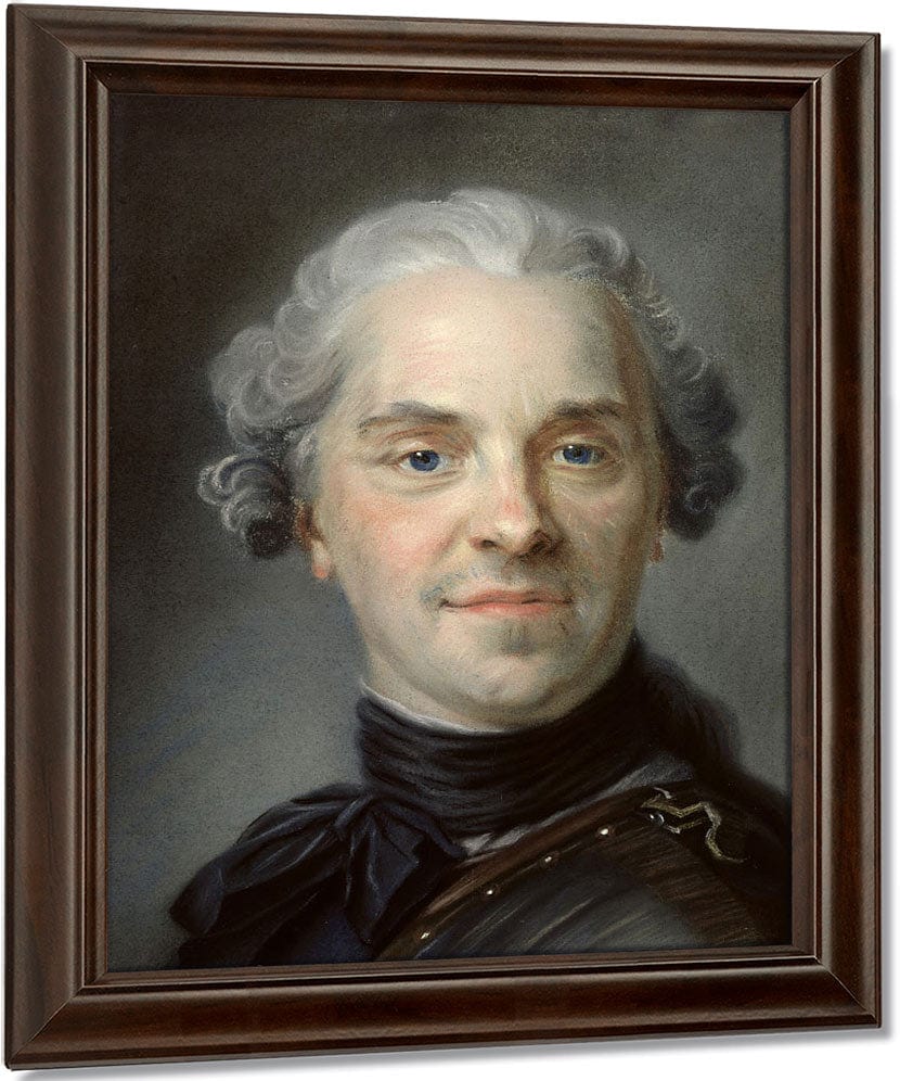 Portrait Of Maurice, Comte De Saxe (1696 1750) By Maurice Quentin De La Tour Fine Art Print