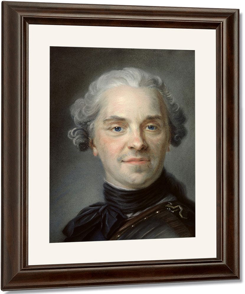 Portrait Of Maurice, Comte De Saxe (1696 1750) By Maurice Quentin De La Tour Fine Art Print