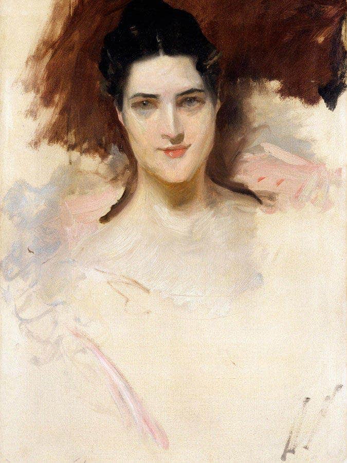 Portrait Of Mrs William Clark By Chase William Merritt Fine Art Print