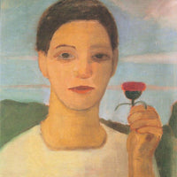 Portrait Of Sister Herma With Artichoke Flower In His Raised Hand By Paula Modersohn Becker Fine Art Print