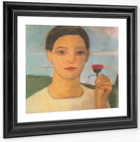 Portrait Of Sister Herma With Artichoke Flower In His Raised Hand By Paula Modersohn Becker Fine Art Print