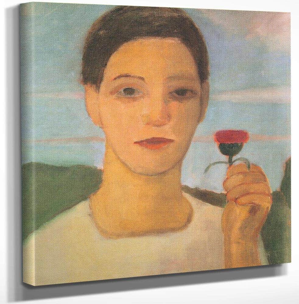 Portrait Of Sister Herma With Artichoke Flower In His Raised Hand By Paula Modersohn Becker Fine Art Print