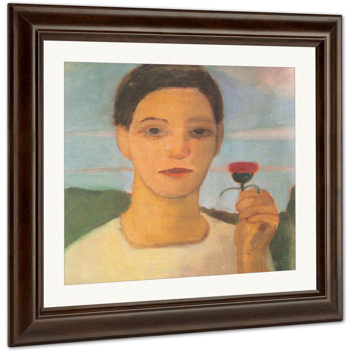 Portrait Of Sister Herma With Artichoke Flower In His Raised Hand By Paula Modersohn Becker Fine Art Print