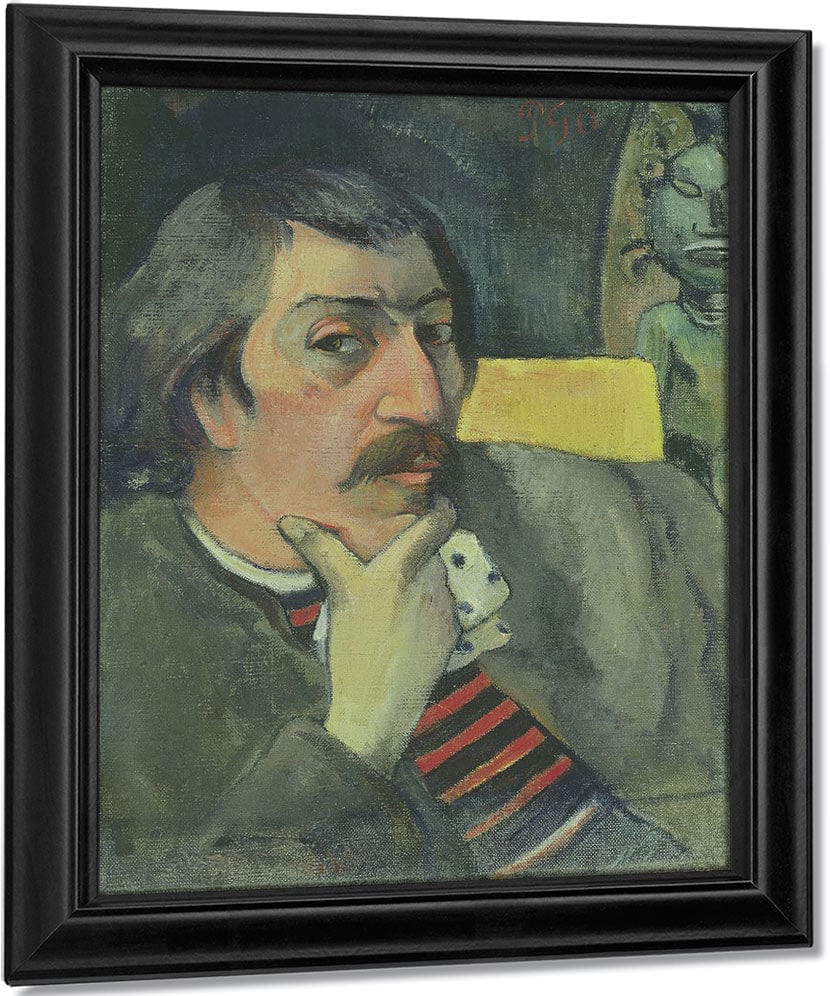 Portrait Of The Artist With The Idol By Eugene Henri Paul Gauguin Fine Art Print