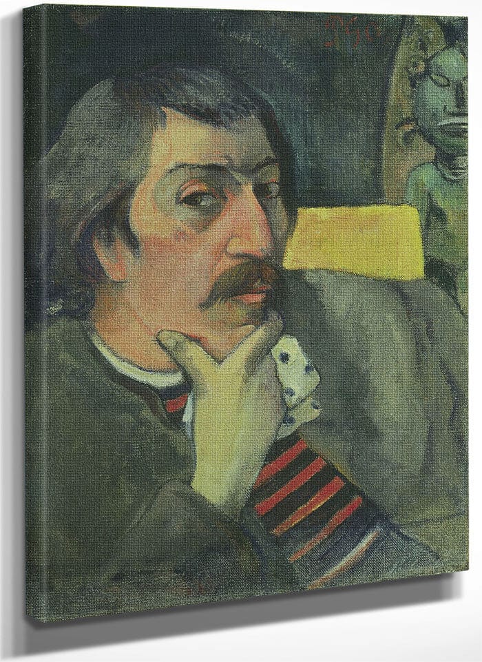 Portrait Of The Artist With The Idol By Eugene Henri Paul Gauguin Fine Art Print