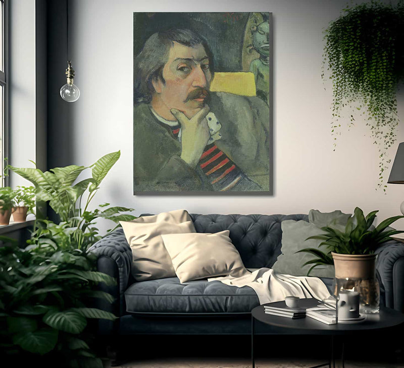 Portrait Of The Artist With The Idol By Eugene Henri Paul Gauguin Fine Art Print
