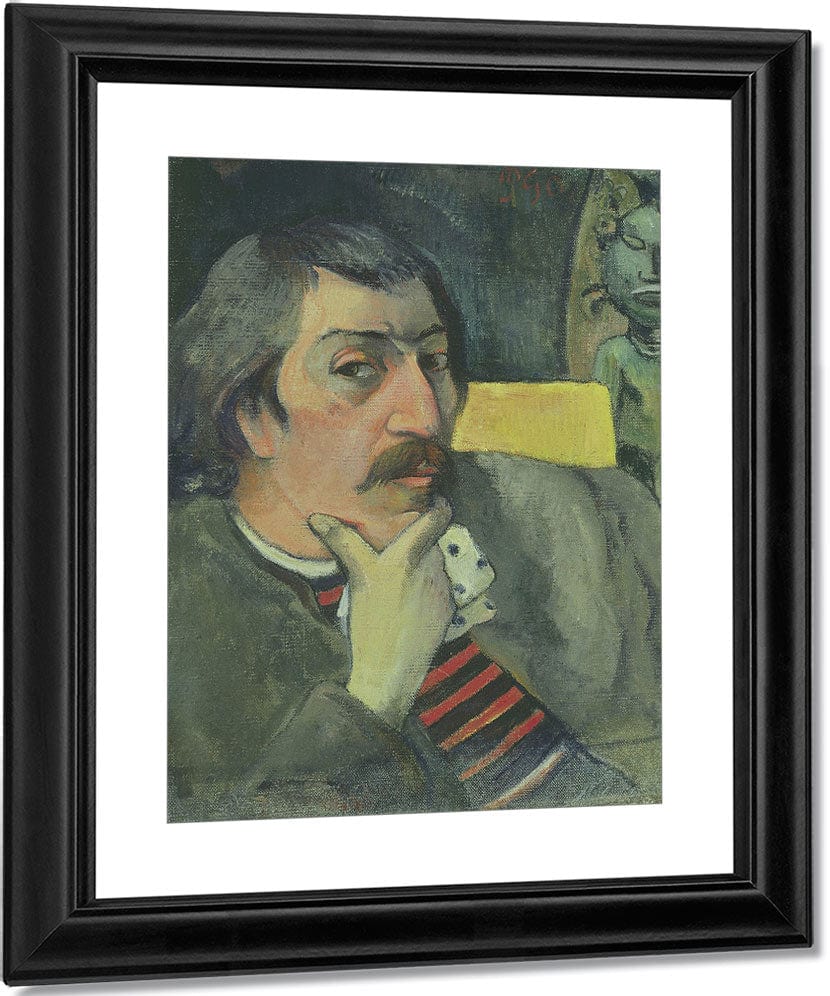 Portrait Of The Artist With The Idol By Eugene Henri Paul Gauguin Fine Art Print