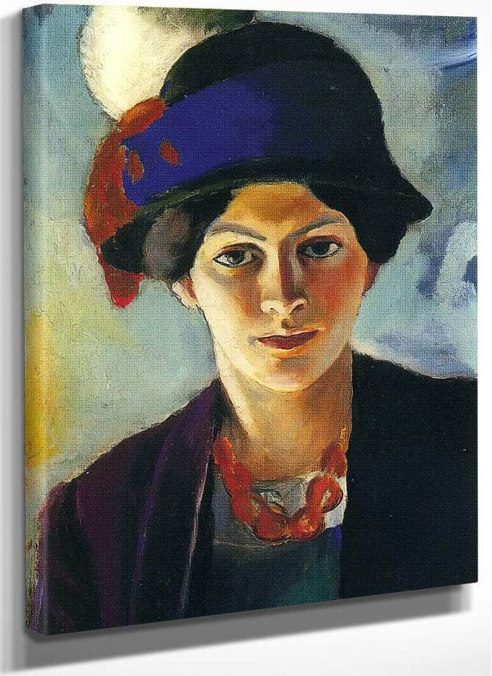 Portrait Of The Painters Wife With Hat By August Macke Fine Art Print
